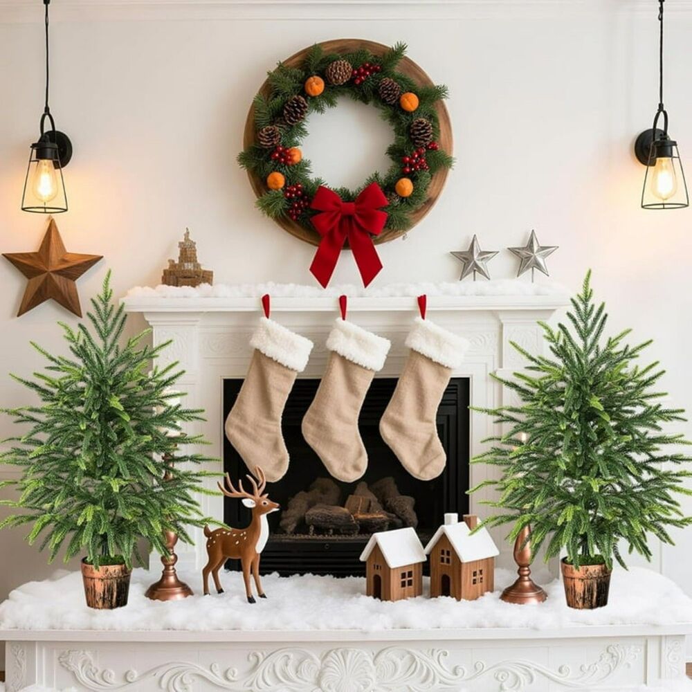 Set of 2 Real Feel Norfolk Pine Christmas Trees 2ft NEW